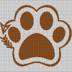 a cross stitch pattern with an animal's paw