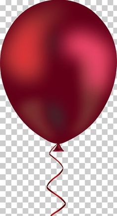 a red balloon with a string attached to it's side, on a transparent background