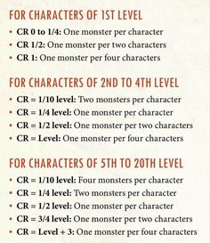 a list of characters for each character in the game, which includes numbers from 1 to 20