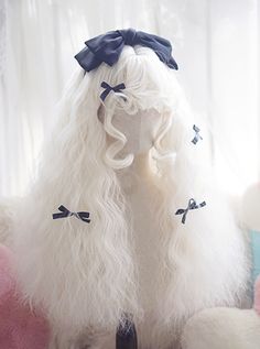 Hairstyles Wigs, Curly Fluffy Wigs, Cute Wigs, White Curly Hair, Wigs Japanese, Long White Hair Wig, Kawaii Wigs Long, Harajuku Wigs, Kawaii Wigs