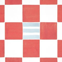 a checkered red and white wallpaper with blue stripes on it's edges