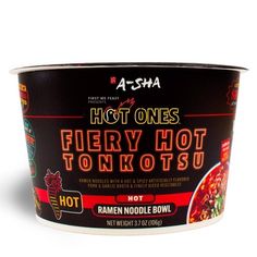 a bowl of hot ones fiery hot tonkots is shown in this image with the words hot ones on it