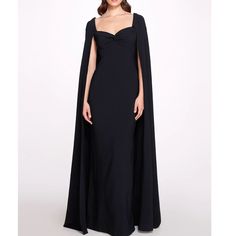 Marchesa Notte Off-Shoulder Cape Gown Black Sweetheart Twist Dress Sz 6 New Without Tags. Measures Approximately When Flat: Armpit To Armpit: 17" Shoulder To Hem: 62" Waist: 14.5" Hips: 19.5" Crepe Off-The-Shoulder Neckline Cape Panel Zip Fastening Floor-Sweeping Hemline 95% Polyester, 5% Spandex Evening Maxi Dress With Sweetheart Neckline And Ruched Bodice, Evening Dress With Sweep Train And Straight Neckline, Black Dresses With Draped Sleeves For Gala, Evening Maxi Dress With Sweetheart Neckline And Sweep Train, Evening Dress With Pleated Bodice And Straight Neckline, Black Dress With Straight Neckline For Gala, Evening Dress With Draped Sleeves And Sweetheart Neckline, Evening Gown With Pleated Bodice And Straight Neckline, Elegant Dress With Draped Sleeves And Sweetheart Neckline