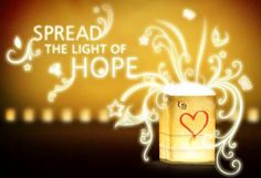 a lit candle with the words spread the light of hope