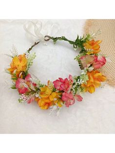 1pc Women's Headband, Forest Style Simulated Flower Crown, Wedding, Beach Vacation, Show Hair Accessories, Bride's & Bridesmaid's Hair Hoop Halloween Orange Elegant,Glamorous,Romantic   Polyester     Wedding & Event, size features are:Bust: ,Length: ,Sleeve Length: Autumn Leaf Crown, Flower Crown Tropical, Flower Hair Crown, Party Checklist, Leaf Crown, Beach Flowers, Bridal Headwear, Forest Style, Hair Wreath