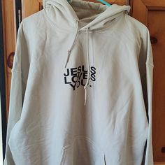 This Is The Highly Sought After Jesus Loves You Check Front For Good News Sand Colored Hoodie It Is Brand New! So Soft. Arm Head To Armpit Measures 25.5 Inches Jesus Loves You Shirt, Jesus Sweater, Jesus Clothes, Random Facts, Jesus Loves You, Sand Color, Jesus Loves, Colorful Hoodies, Christmas List