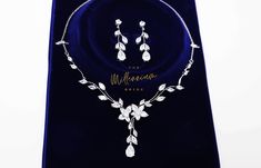 Swarovski Crystal Flower Vine Leaves Necklace, Long Bridal Jewelry, Bridal Earrings and Necklace, Statement Earrings Cz Necklace Set. - Etsy Flowering Vines, Latest Jewellery