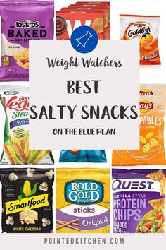 the best salty snacks on the blue plan with text overlay that reads weight watchers best salty snacks on the blue plan