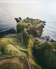 an aerial view of a small island in the ocean