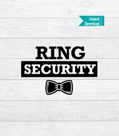 ring security with bow tie decal sticker on white wood planks for wall