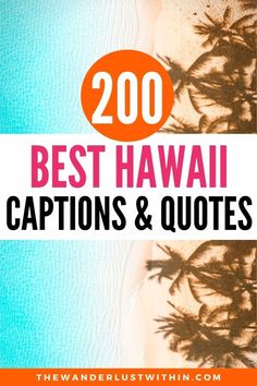 the words best hawaii captions and quotes in front of an image of palm trees