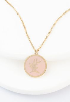 A symbol of hope and renewed strength. The Resilience Leaf Necklace features a shimmering 14k plated chain and a blossoming leaf pendant in soft pink enamel. With your purchase, you support a woman here at Starfish Project as she builds a new sustainable life of freedom. Box size and color may vary.  Materials: 14k gold plated stainless steel withenamel necklaceHypoallergenic; lead and cadmium free with nickel content less than 100 ppm. Size: 18-20 inches Suggested MSRP: $49. 99 Wipe clean Starfish Project, Symbol Of Hope, August Birthstone Jewelry, July Birthstone Jewelry, Zodiac Gifts, Pink Enamel, Gifts For New Mums, Jewelry Ring Box, Pearl Jewellery Earrings