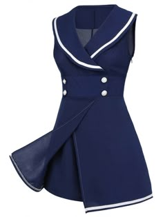 Navy Blue 1950s Sailor Collar Romper – Retro Stage - Chic Vintage Dresses and Accessories Women Sailor Outfit, Women’s Sailor Outfit, Barbie Sailor Outfit, Sailor Dress Outfit, Sailor Aesthetic Outfit, Sailor Outfit Aesthetic, Nautical Outfit Women, Sailor Outfit For Women, Nautical Fashion Women