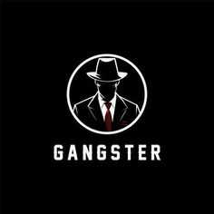 a man in a suit and hat with the word gangster