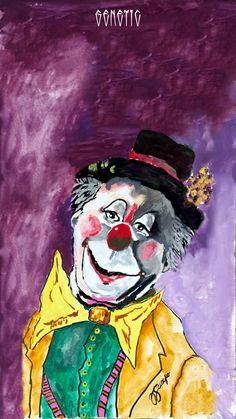 a painting of a clown wearing a top hat