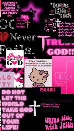 pink and black collage with the words i am a christian girl in different languages