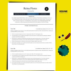 a professional resume template with yellow background