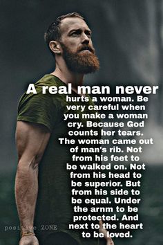 a man with a beard standing in front of a waterfall and the words, a real man