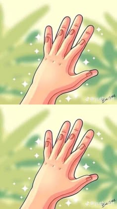 two images of hands reaching for each other with palm leaves in the background and stars on the wall