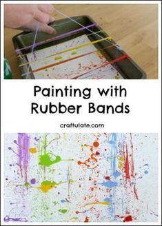 painting with rubber bands is an easy art activity for kids