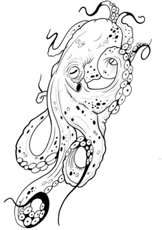 an octopus is swimming in the ocean coloring pages for adults and children to print out