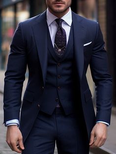 Mens Dress Suits Ideas, Dark Navy Blue Wedding Suit, Champagne Bridesmaid Dresses With Navy Blue Grooms, Grooms Navy Blue Suit Wedding, Mens Suits Outfits, Men’s Blue Suits, Men’s Wedding Tux Styles, Navy Blue Wedding Suit Groom Attire, Navy Blue Wedding Suit Groom