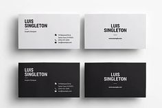 three business cards with black and white designs on them, one is for louis singleton