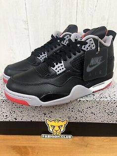 Air Jordan 4 Retro Bred Reimagined FV5029-006 IN HANDS SHIPS NOW | eBay Black And Red Design, Red Design, Mens Shoes Boots, Grade School