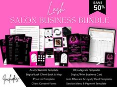 salon business bundle with pink and black colors