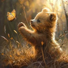 Bears Pictures: Capture Nature in Graphic Designs Our Beautiful World, Bear With Butterfly, Bear And Butterfly, Bears Pictures, Bear Artwork, Cats Art Drawing, Bear Images, Bear Paintings, Animated Animals