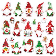 christmas stickers with santa clauss and elves