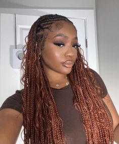 Reddish Brown Knotless Braids, Simple Braiding Hairstyles, Braids 2024, Hairstyle 2023, Extension Styles, Boho Knotless, Short Box Braids Hairstyles, Goddess Braids Hairstyles