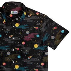 A Starry Galaxy Outer Space Button Up Shirt | Geek Tropical Spacecore Outfits, Soft Boy Aesthetic, Amy Brown, Button Shirt Dress, Lost In Space, Custom Buttons, Fly High, In Space, Outer Space