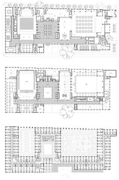 the floor plan and section of an office building with two floors, one on each side