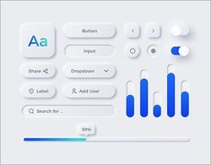 a set of buttons with different shapes and sizes for each type of button on the screen