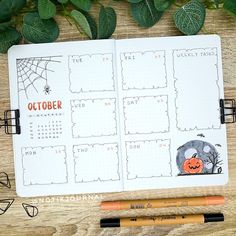 Spiders web weekly spread Minimal Journaling, Halloween Bujo, Bullet Journal Week