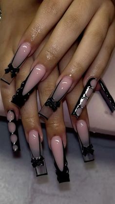 Long Square Nails, Tapered Square Nails, Black Acrylic Nails, Long Acrylic Nail Designs, Hard Nails, Colored Acrylic Nails, Girly Acrylic Nails, Glow Nails, Dope Nail Designs