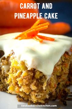 a piece of carrot cake on a white plate