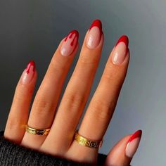 Almond Nail Art, Nails Yellow, Nagel Tips, Round Nails, Red Nail, Diy Nail Art, Nail Length, Stick On Nails, French Tip Nails