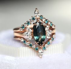 Wedding Ring Upgrade, Teal Sapphire Ring, Sapphire Diamond Engagement, Diamond Sapphire Engagement Ring, Marquise Diamond Engagement Ring, Blue Diamond Ring, Future Engagement Rings, Teal Sapphire, Magical Jewelry