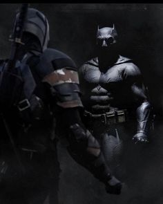 batman and the dark knight are standing next to each other