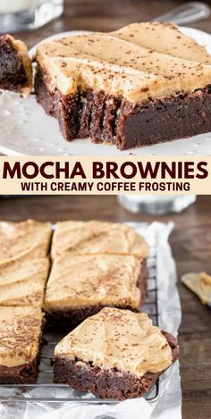 mocha brownies with creamy coffee frosting