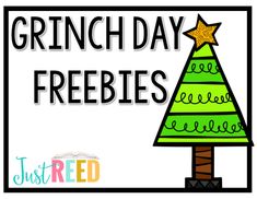 a christmas tree with the words grin day freebies