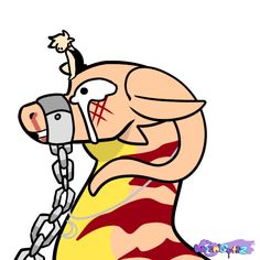 an image of a cartoon character with chains on his neck and face holding onto a cell phone