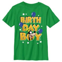 Who knew that dressing "mousey" could be so cute!? Celebrate Walt Disney's most iconic character with these officially licensed Mickey Mouse and Friends styles! This adorable Boys' Tee features "Birthday Boy" in large letters with Goofy popping out of the "O". This tee will be perfect for your next birthday celebration! Size: medium. Color: kelly green. Gender: male. Age Group: kids. Pattern: Dogs. Material: Cotton. Disney Letters, Goofy Dog, Disney Boys, Disney Birthday, Mickey Mouse And Friends, Disney Kids, Boy Tees, Slim Fit Shorts, Mickey And Friends