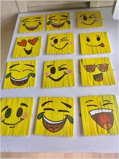 many smiley faces are made out of pops sticks