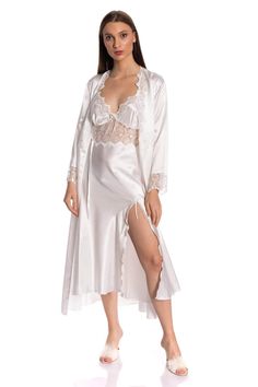 Satin nightwear set with Nightdress, Dressing Gown, Babydoll, Shorts, and Pajamas in total it is 6 pieces all designed and manufactured to ensure a matching look. Made of finest, softest and smoothest satin fabric. It is great for gifting to loved ones or to feel gifted! There are two options for the color; pearl white and blush please specify your color preference. White Satin Bedtime Set, White Satin Sleepwear Set, White Satin Sleepwear Gown, Satin Lace Trim Sets For Wedding Night, Satin Sets With Lace Trim For Wedding Night, White Satin Sleep Gown, Elegant Lace Trim Sleep Sets, Elegant Night Sets With Lace Trim, Long Sleeve Lace Trim Sets For Wedding Night