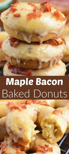 maple bacon baked donuts stacked on top of each other