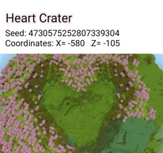 an image of a heart shaped map with pink flowers on the top and bottom half