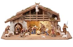 a nativity scene is shown with figurines